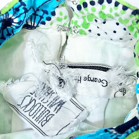 Vintage 60s Bullocks Wilshire Dress Size 00 Blue Green Floral Polka Dot Abstract - Picture 8 of 12